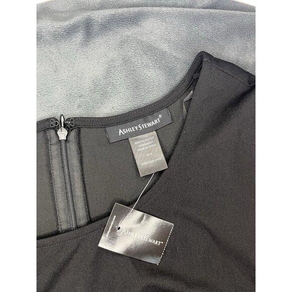 Ashley Stewart Asymmetric Peplum Black Dress - Picture 16 of 16